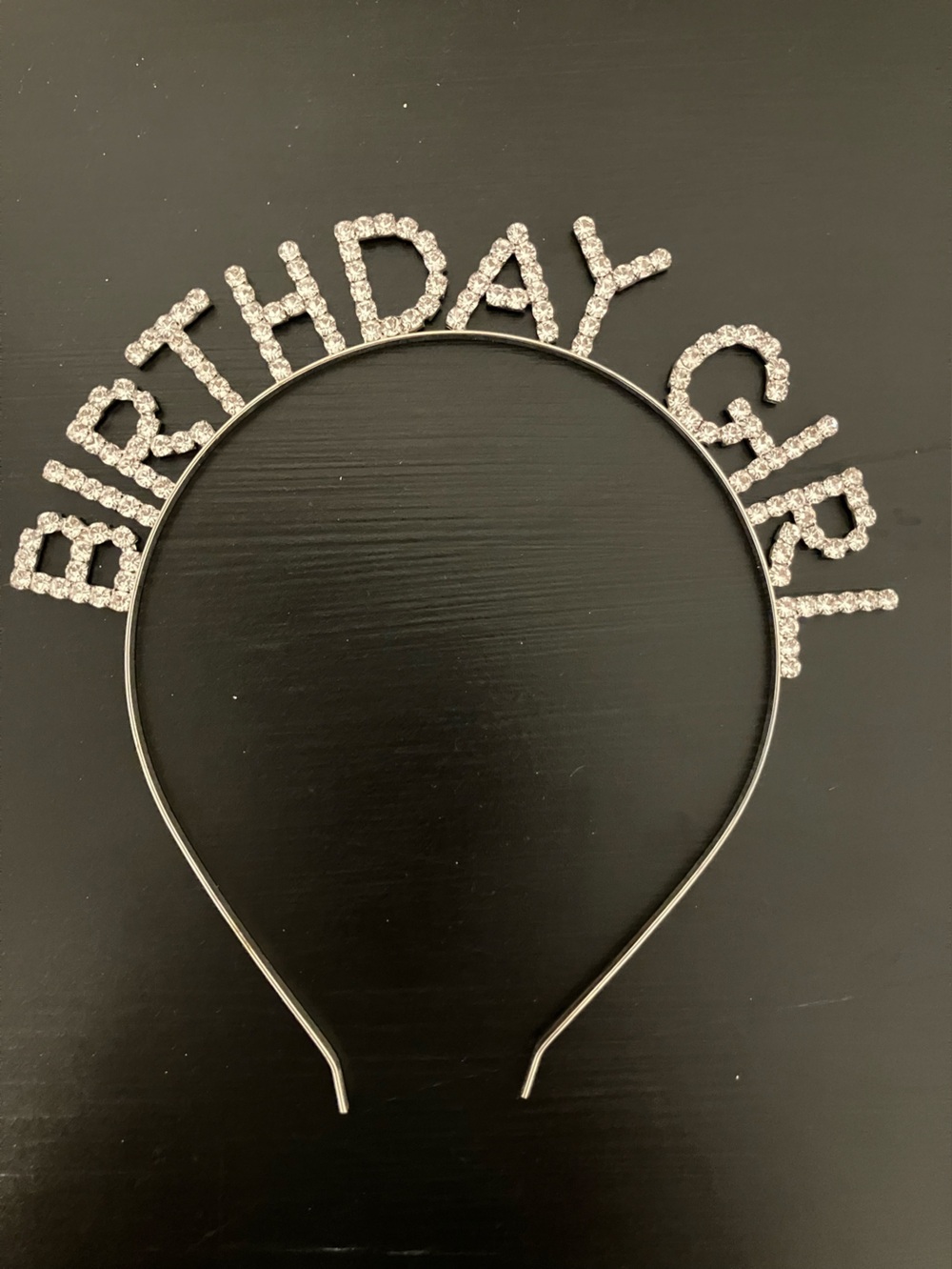 Birthday girl silver headband